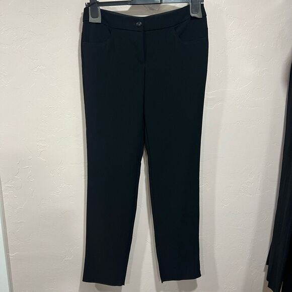 New CHANEL Slim Pants Microfiber Black Uniform Pants Size 42 (US 10) - Picture 1 of 7